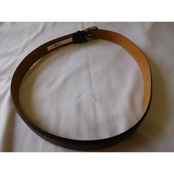 Cole Haan Mens CHOCOLATE Brown Belt Size 42 Perforated New Man Made Material - Picture 6 of 8